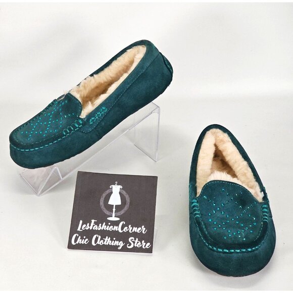 UGG Shoes - Ugg Women's Teal Suede Ansley Stud II Moccasins Sizes 7 1990